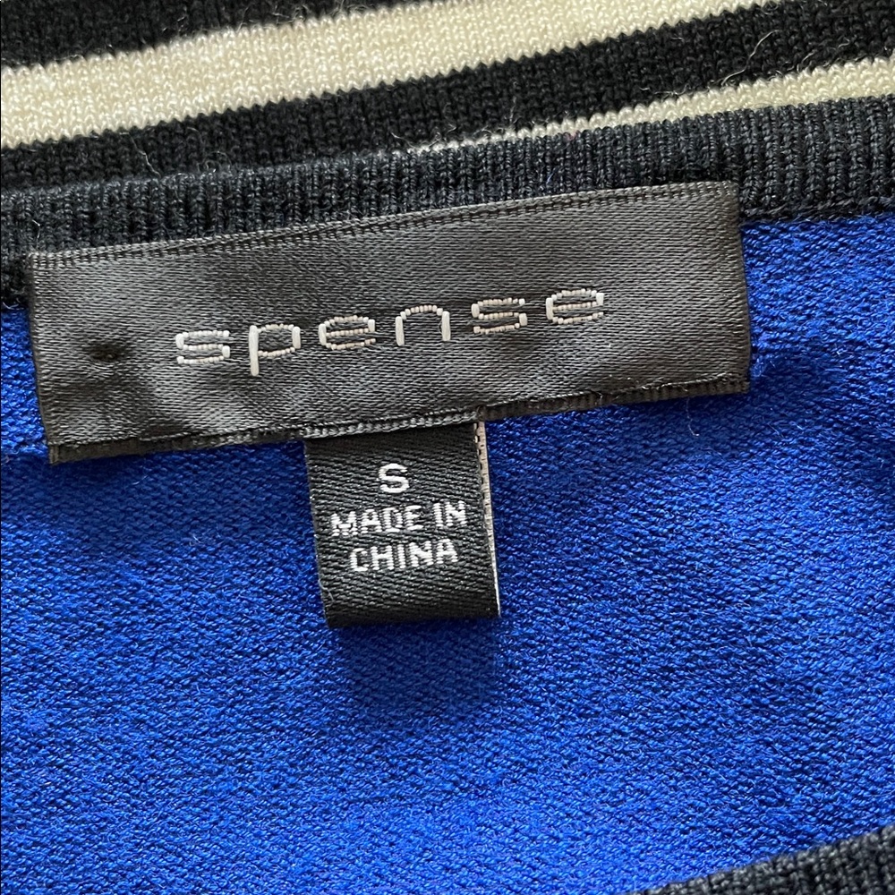 Spense Knit Top Women Size S Blue Black White Stripes Business Timeless Classic - Picture 5 of 11